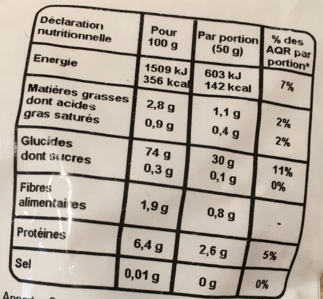 Riz Basmati semi complet - Nutrition facts - fr