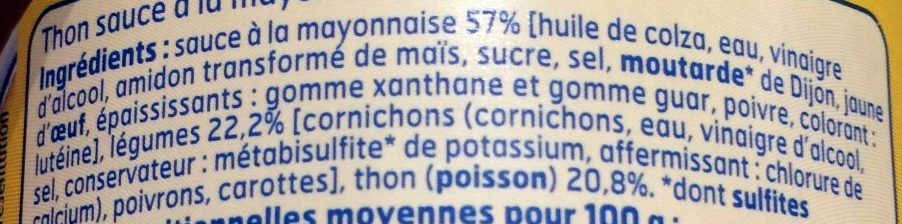 Thon Sauce à la Mayonnaise - Ingredients - fr