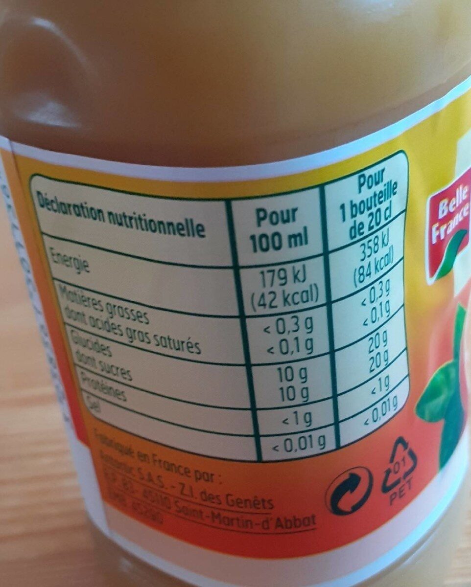 Orange sans Pulpe - Nutrition facts - fr