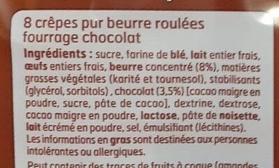 Crêpe fourre chocolat - Ingrédients
