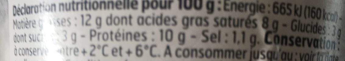 Fromage de chèvre Frais (12% MG) - Nutrition facts - fr