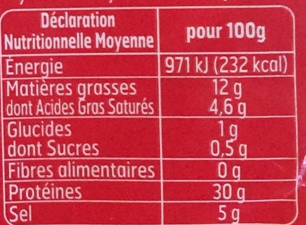 jambon serrano - Nutrition facts - fr