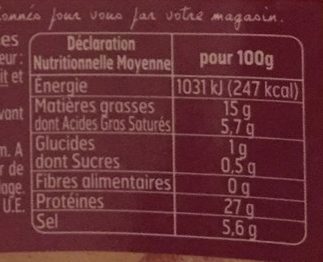 Jambon sec de Savoie - Nutrition facts - fr