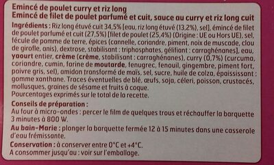 Émincé de Poulet au curry et riz long - Ingredients - fr