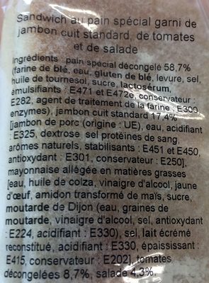 Sandwich Baguette Jambon Crudités - Ingredienser - fr