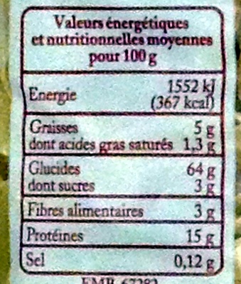 Penne Pâtes d'Alsace (7 œufs frais au kilo) - Voedingswaarden - fr