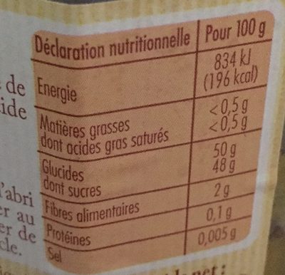 Preparation de fruits au sucre de canne - Mirabelles de Lorraine - Información nutricional - fr