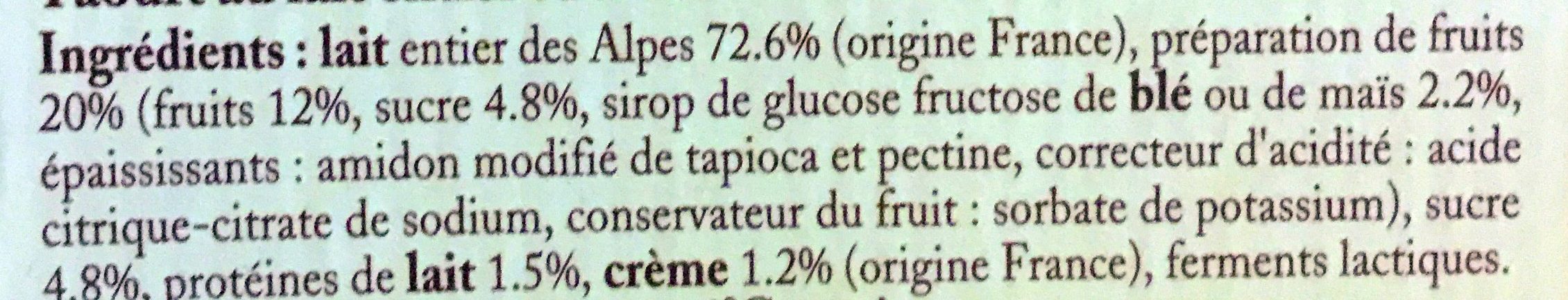 Yaourts de Savoie Pêche et Abricot - Ingredientes - fr