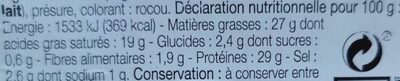 Mimolette demi-vieille - Nutrition facts - fr