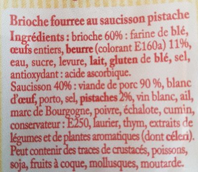 Brioche Fourrée au Saucisson Pistaché de la Région Lyonnaise - Ingredienser - fr