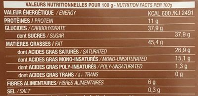 Chocolat lait à l'agave - Nutrition facts - fr