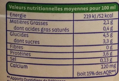 Boisson au soja calcium Bio - Nutrition facts - fr