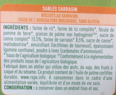 Sablés sarrasins sans gluten - Ingredients - fr
