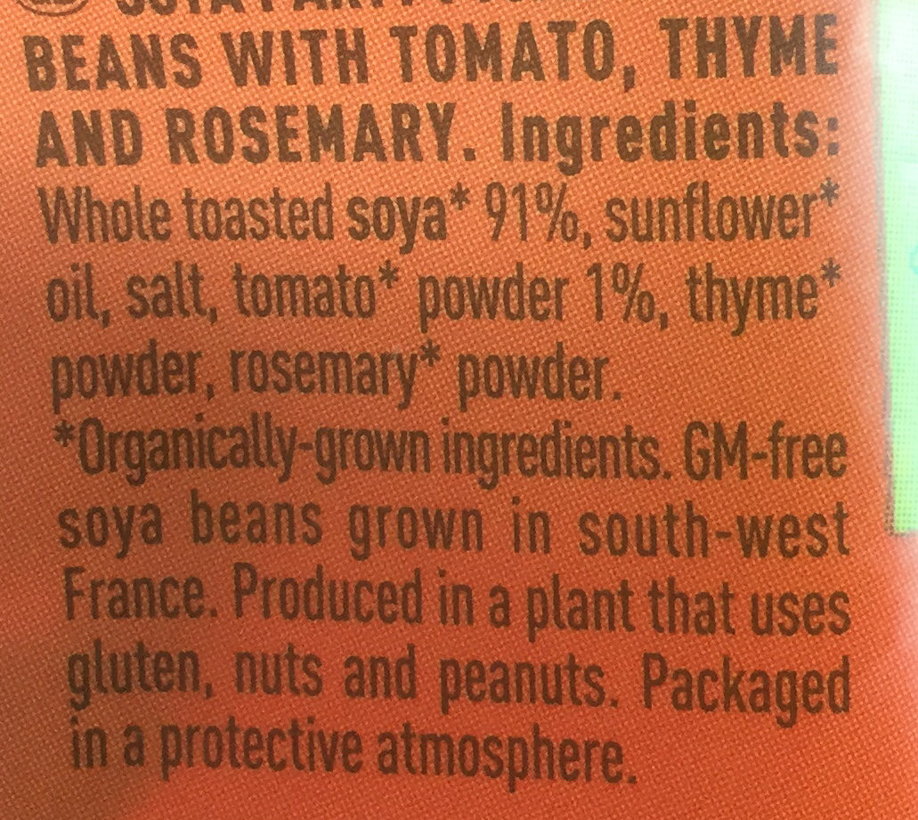 Soya Party - Graines de soja toastées à la tomate, au thym... - Ingredients