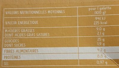Galettes Boulgour & Sarrasin à l'Emmental - Nutrition facts - fr
