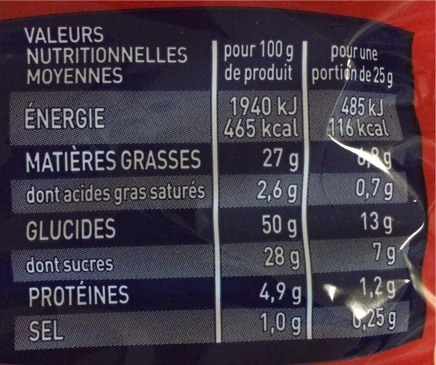 Madeleines extra moelleuses - Valori nutrizionali - fr