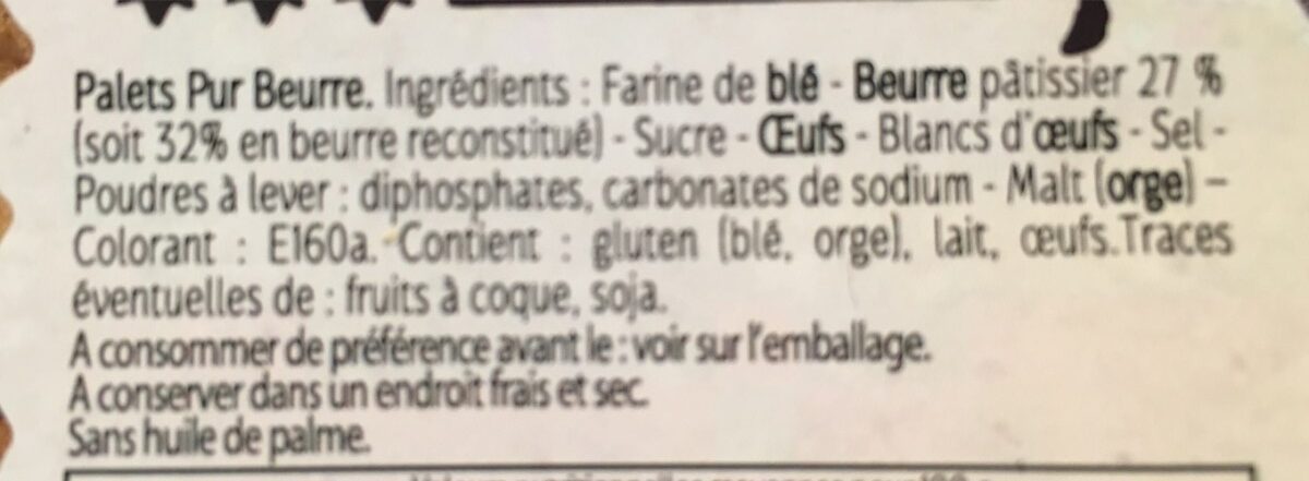 Palets Bretons Pur Beurre - المكونات - fr