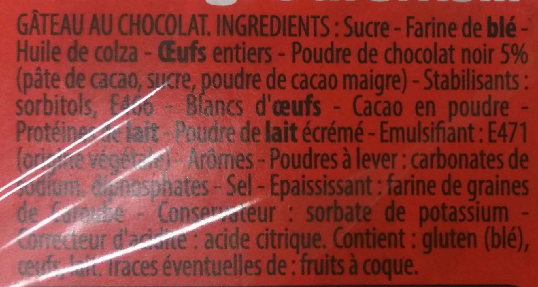 Le Moelleux Chocolat - Ingredientes - fr