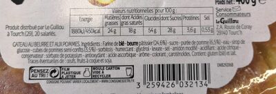 Kouigh amann pur beurre aux pommes - حقائق غذائية - fr