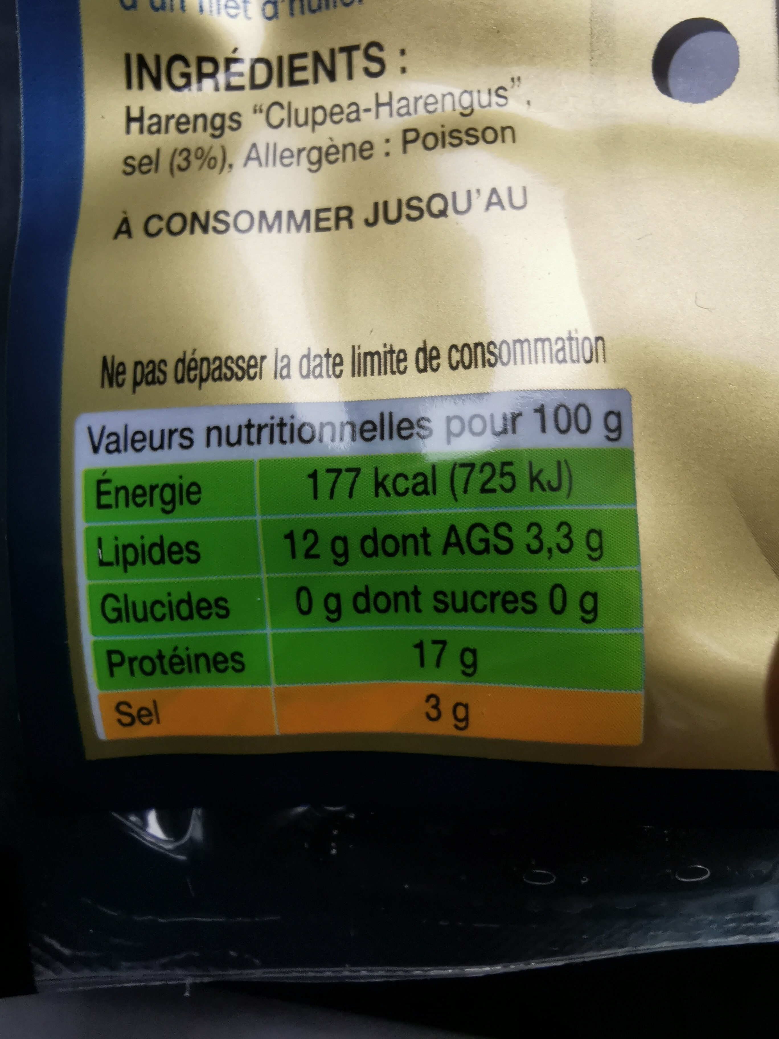 Filets de Harengs Fumés Doux - Nutrition facts - fr