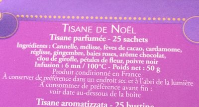 Tisane de noël - Nutrition facts - fr