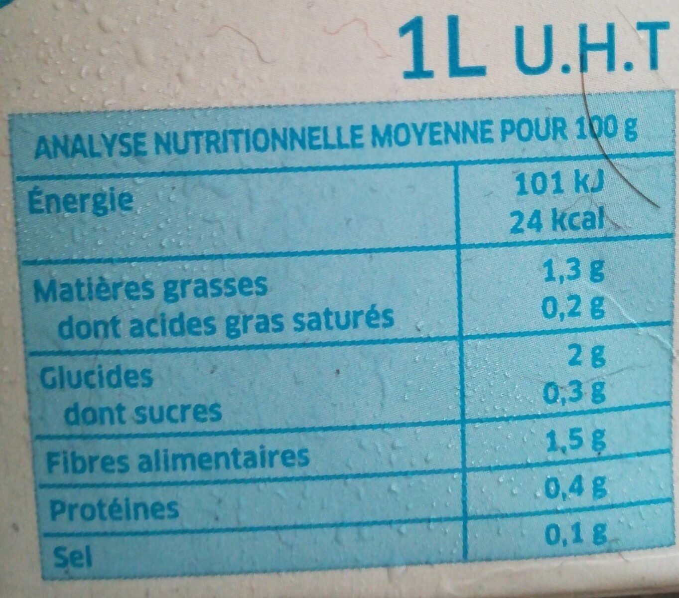 Lait d'amandes nature - Nutrition facts - fr