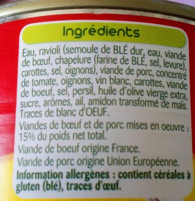 Ravioli a la sauce bolognaise - Ingrediënten - fr