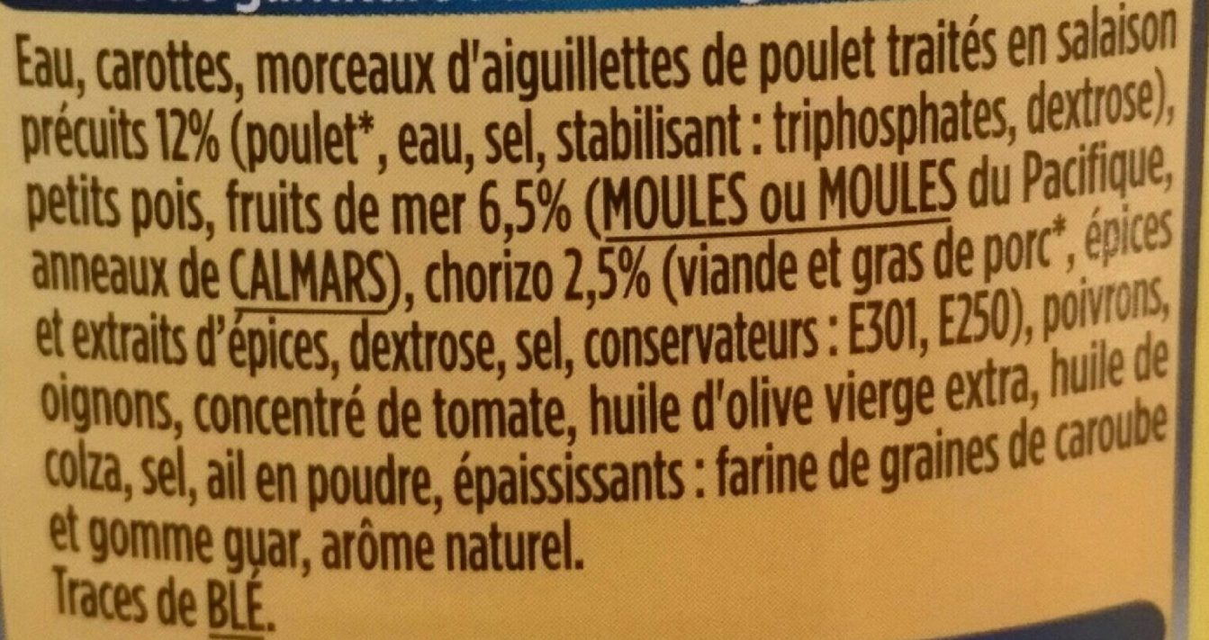 Paëlla Royale Volaille, mouilles & chorizo - Ingredienti - fr
