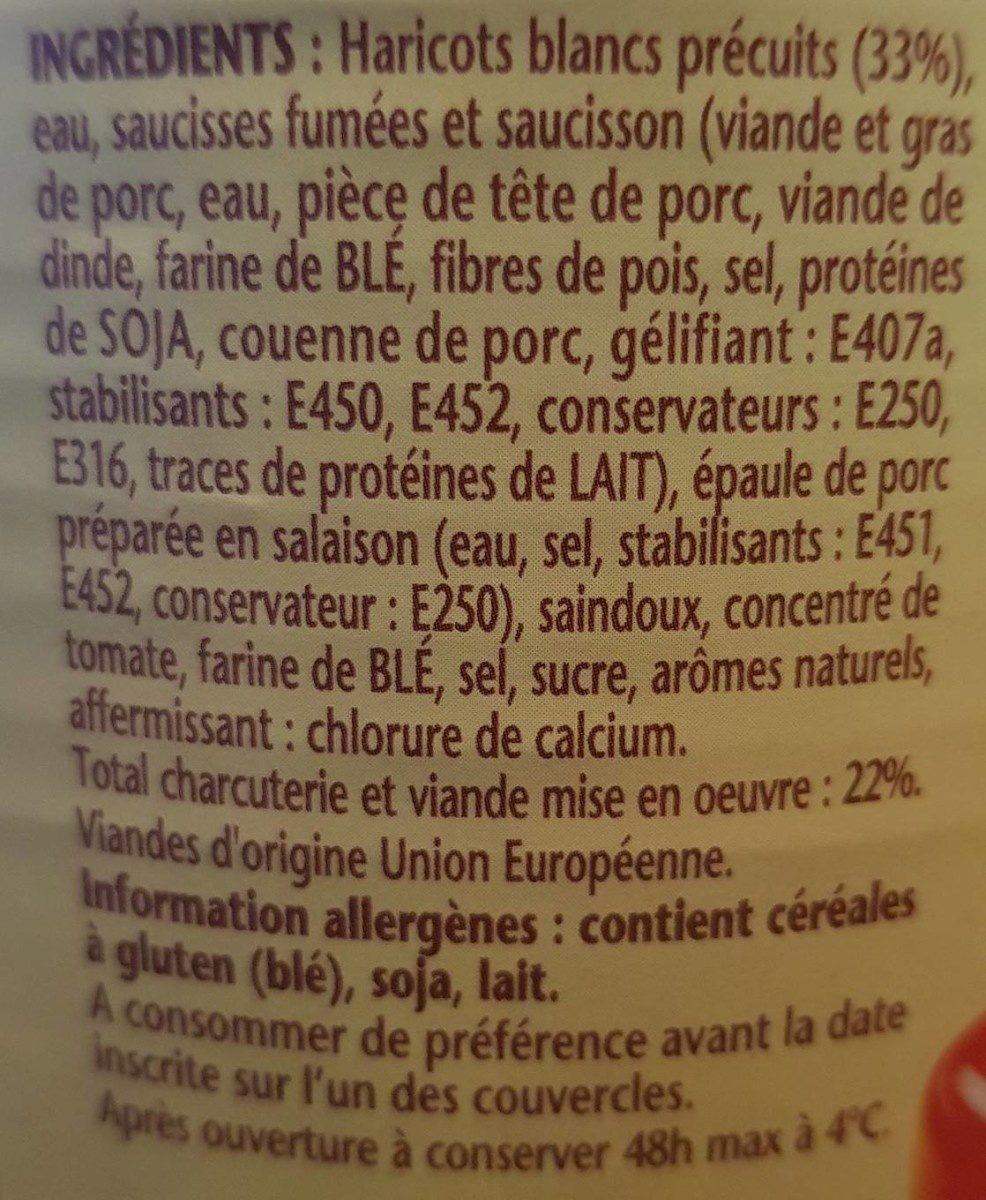 Le Cassoulet Mitonné - Ingrediënten - fr