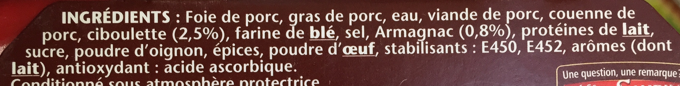 Terrine de Campagne (Ciboulette & Armagnac) - Ingrédients