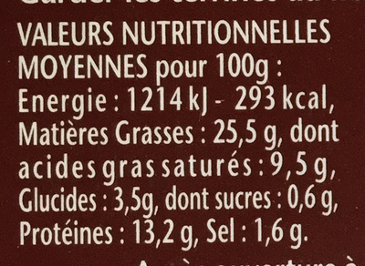 Terrine de Campagne (Ciboulette & Armagnac) - Tableau nutritionnel