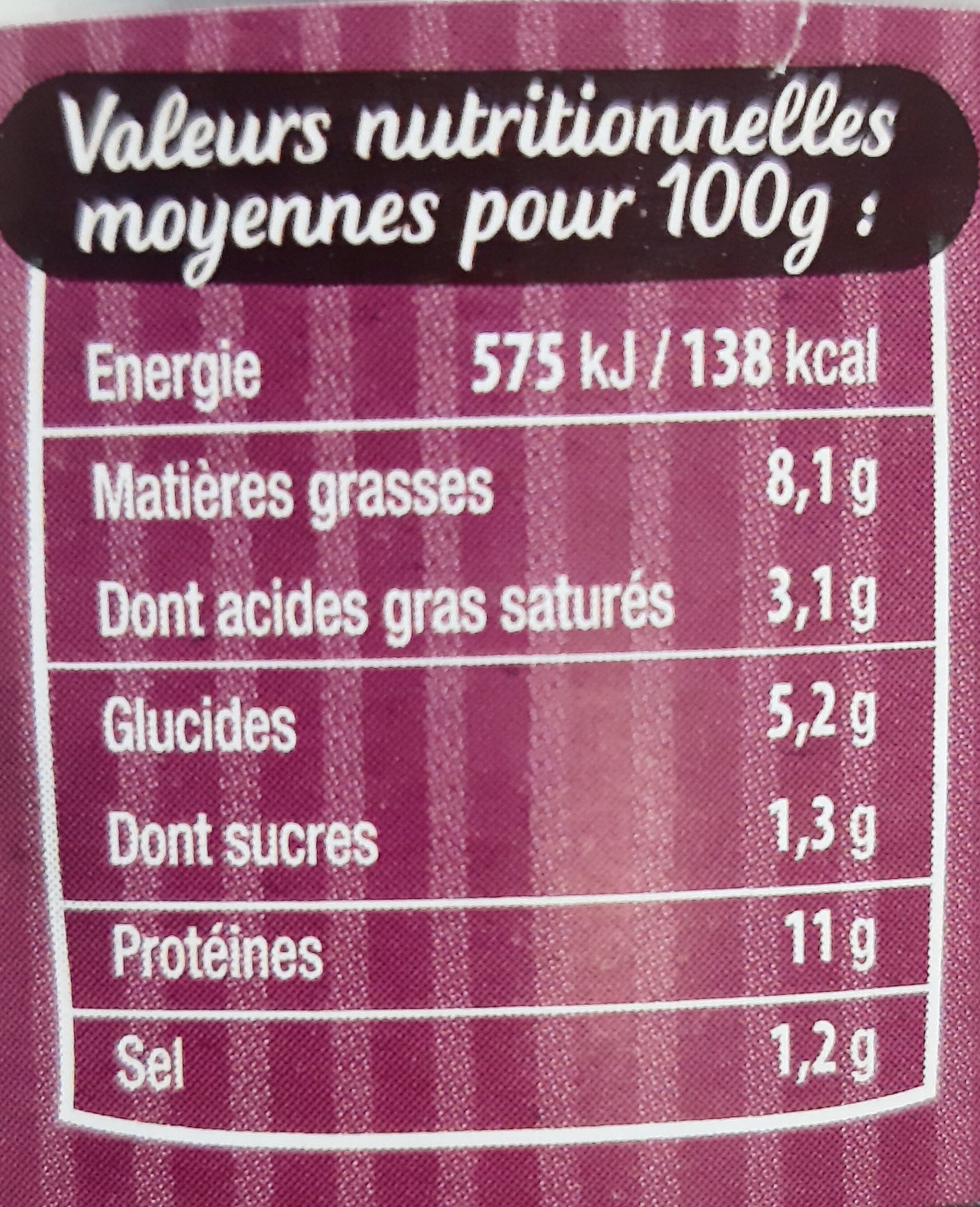 Langue de boeuf sauce au vin de Bourgogne - Nutrition facts - fr