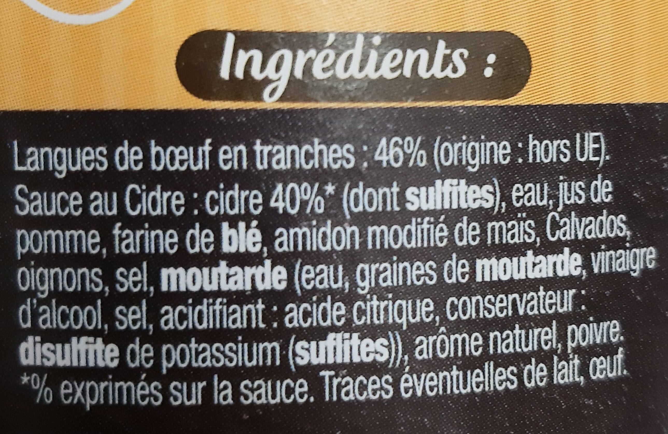 Langue de bœuf sauce au cidre - Ingredients - fr