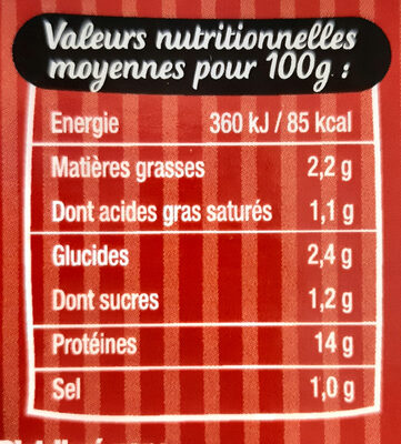Tripes et pommes de terre cuisinées au piment d'Espelette - Nutrition facts - fr