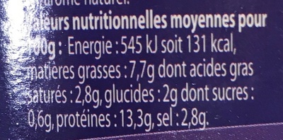 Rollmops - Tableau nutritionnel