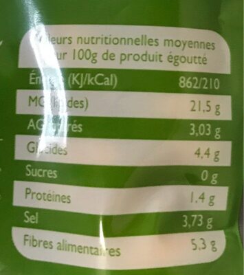 Olives tournante cassées - préparation provencale - Nutrition facts - fr