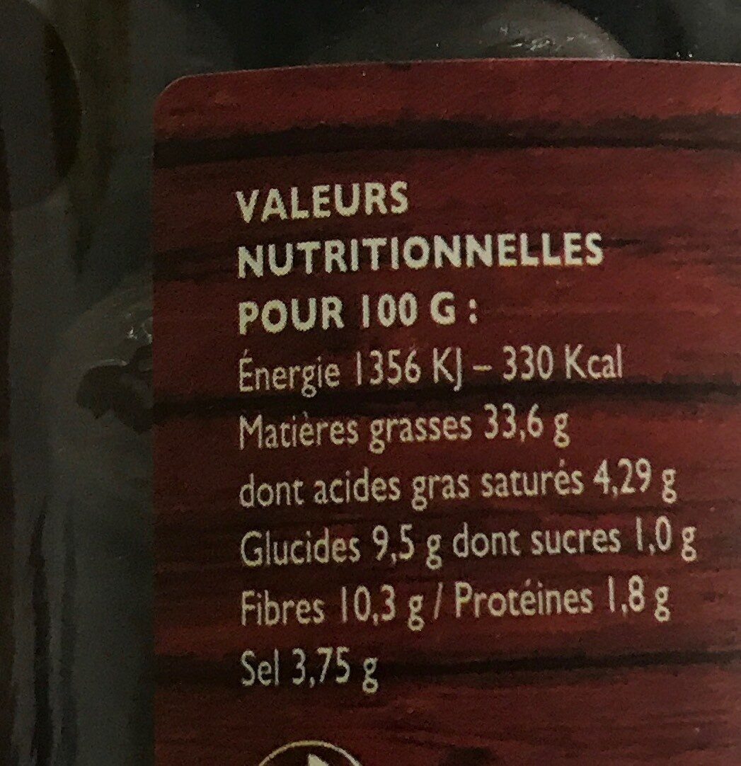 Olives noires A.O.P. NYONS - Nutrition facts - fr