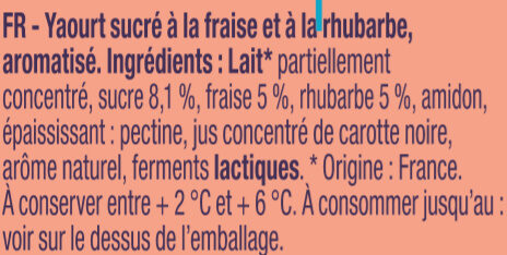 Délice de Yaourt Fraise Rhubarbe - Ingrédients