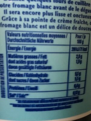 Fromage blanc nature 2,8% MG - Voedingswaarden - fr