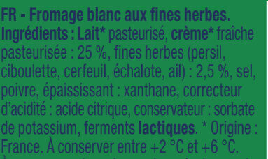 Fromage blanc Bibeleskaes Fines herbes 8,1% MG - Ingredients - fr