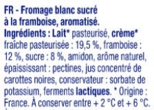 Fromage blanc Bibeleskaes Framboise 6,2% MG - Ingredients - fr
