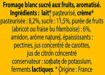 Fromage Blanc aux Fruits - Ingrediënten - fr