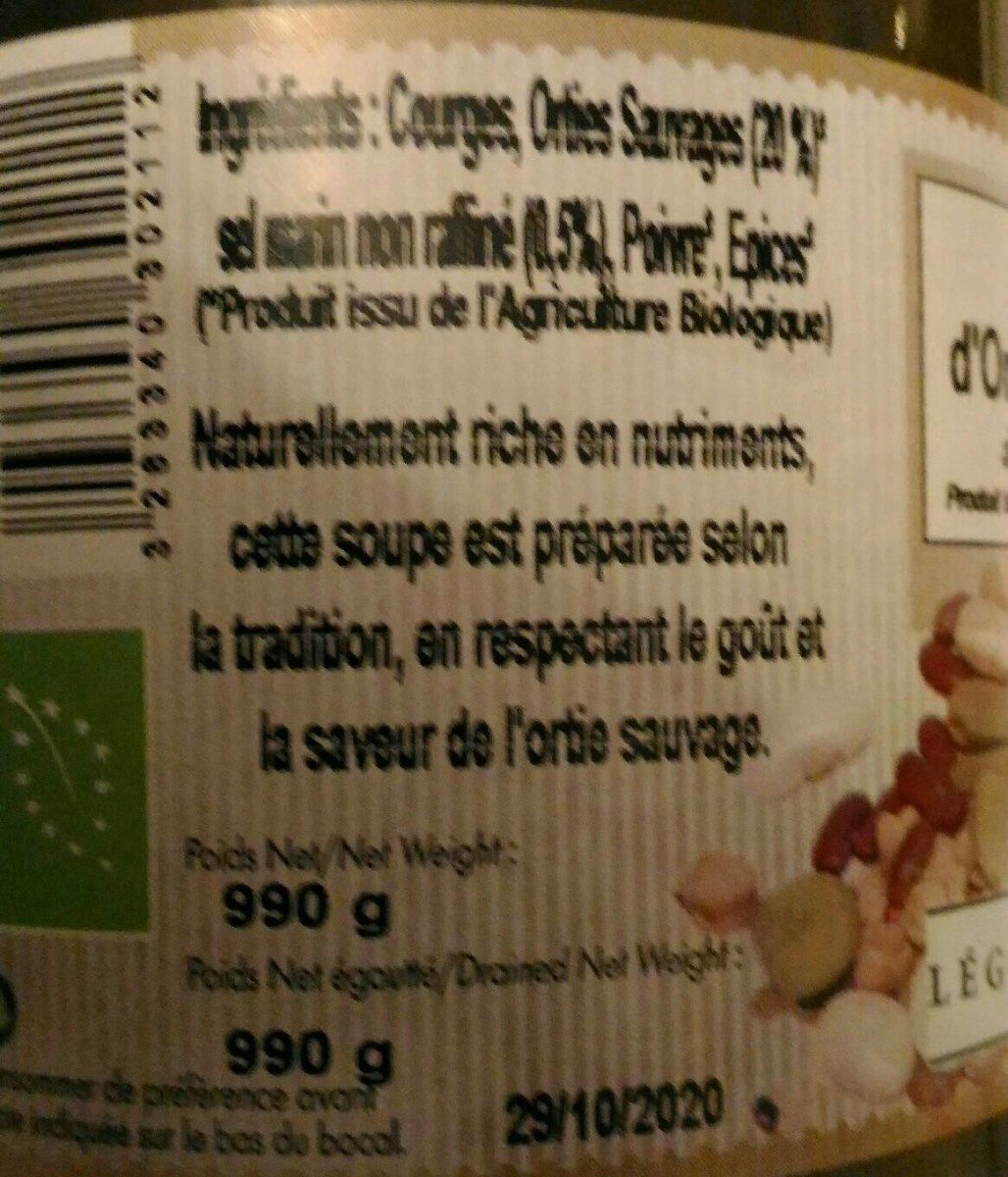 Soupe d'orties sauvages à l'ail - Ingredients - fr