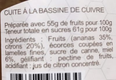 Confiture Ananas Citron - Ingredients - fr
