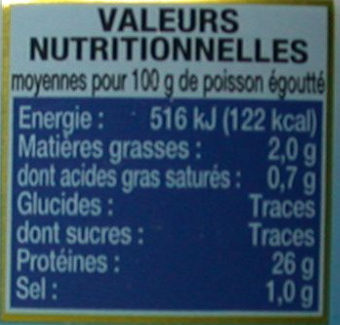Thon Entier au Naturel - Información nutricional - fr