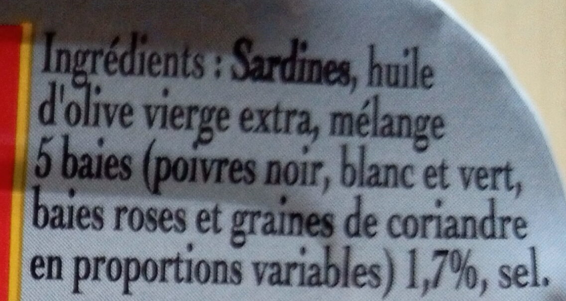 Sardines aux 5 Baies - Ingrédients