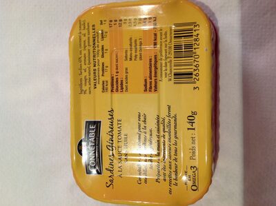 Sardines généreuses à la tomate - Tableau nutritionnel