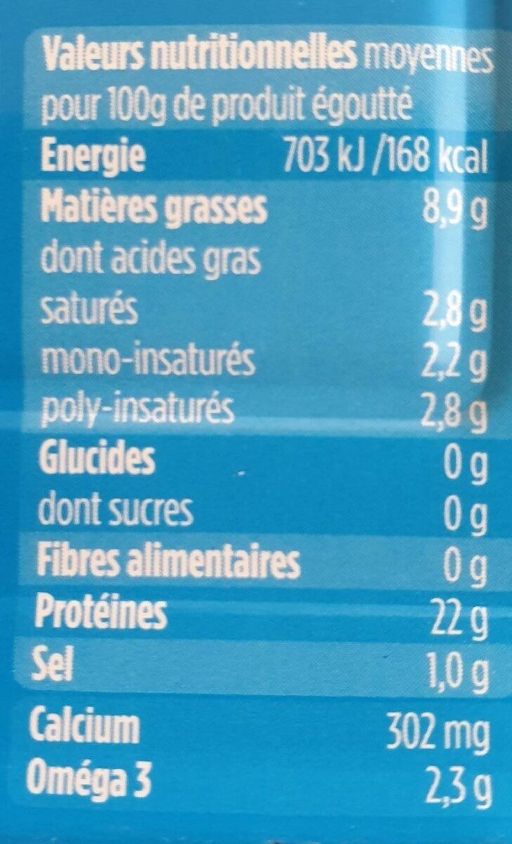 Sardines au naturel - Voedingswaarden - fr