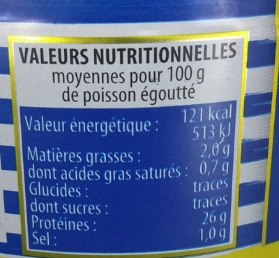 Thon entier 100% Filets au Naturel - Nutrition facts - fr