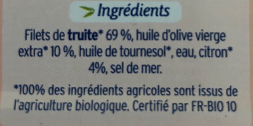Filets de truite - Ingredients - fr